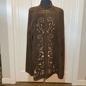 Vintage suede cape with cut outs